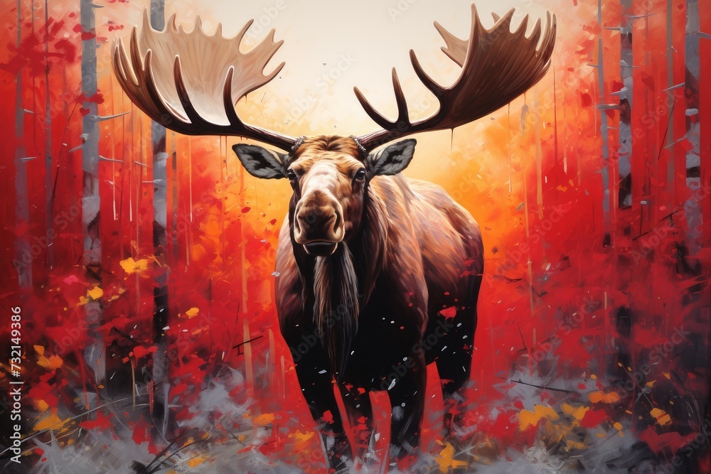 Artistic Moose head majestic. Big animal. Generate Ai