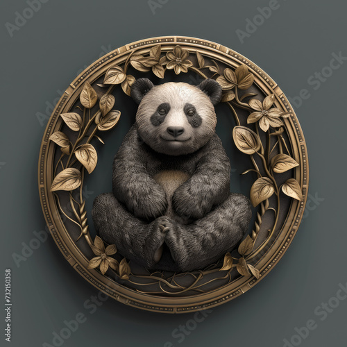 Panda bear brass bronze signet ornament decoration element photo