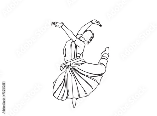 Indian Tamil Dancer Single Line Drawing Ai, EPS, SVG, PNG, JPG zip file