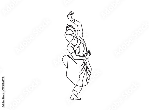 Indian Tamil Dancer Single Line Drawing Ai, EPS, SVG, PNG, JPG zip file