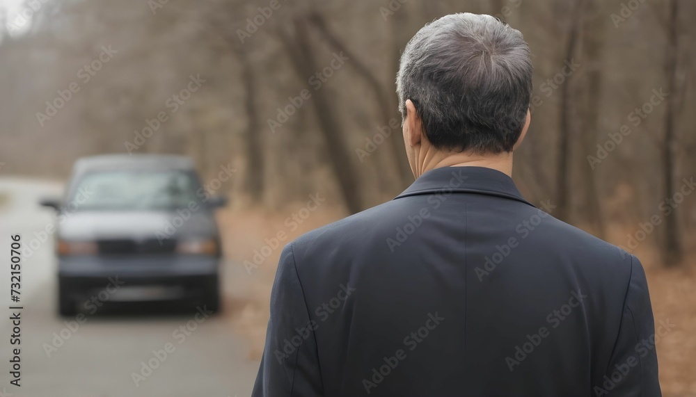 Captivating portrait of a mature man walking away, lost in thought. Captivating portrait of a mature man walking away, lost in thought.