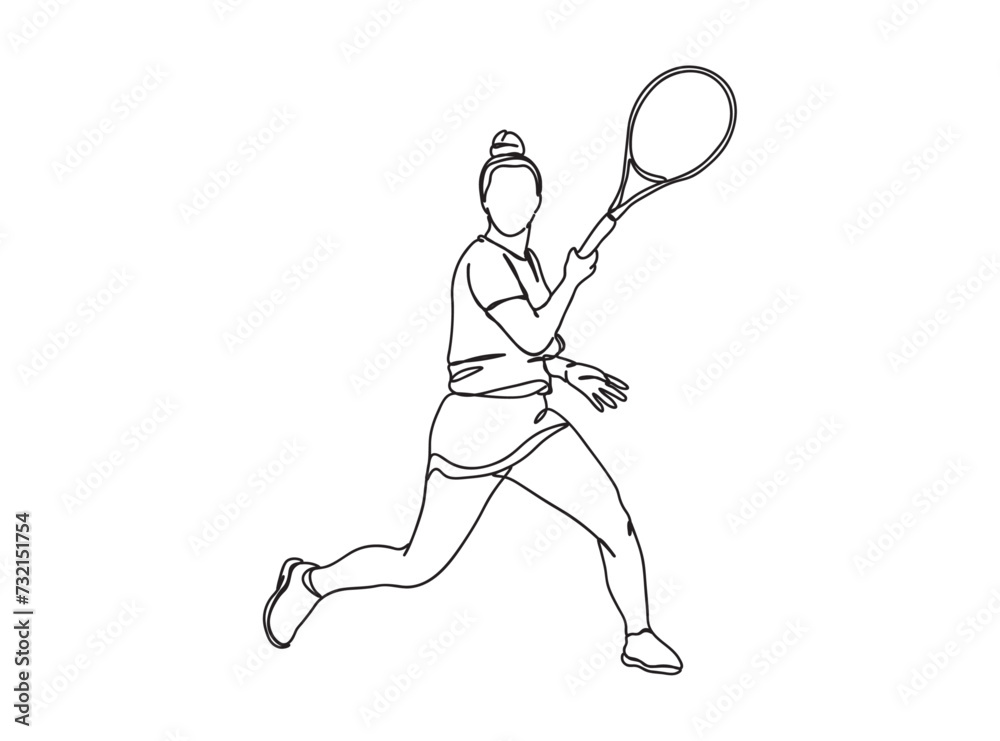 Tennis Player Single Line Drawing Ai, EPS, SVG, PNG, JPG zip file