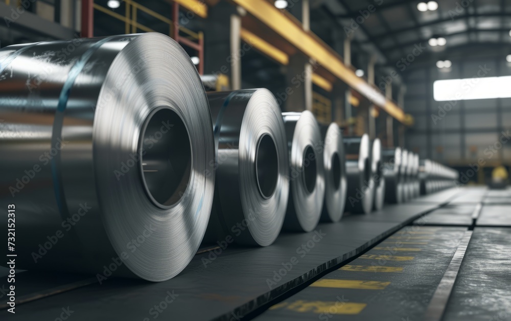 Rolls of galvanized steel sheet inside the factory or warehouse Rolls of galvanized steel sheet inside the factory or warehouse