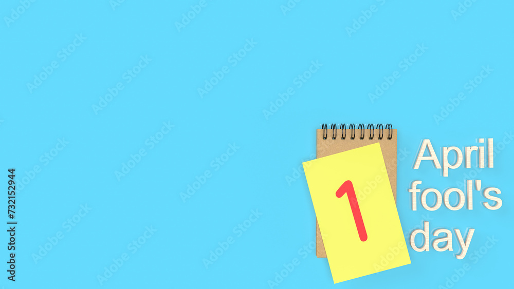 The number 1 on paper for April fools day concept 3d rendering. The number 1 on paper for April fools day concept 3d rendering.