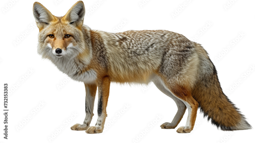 Red Fox Standing on White Background