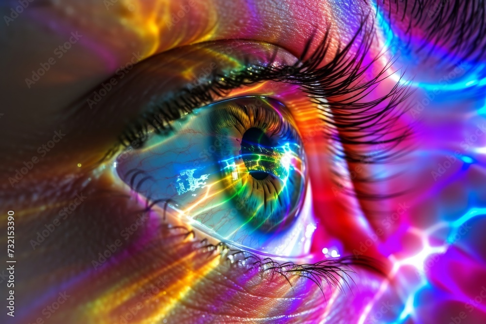 Regulation Vision Human Cyborg AI Eye photophobia. Eye pupil size regulation optic nerve ...