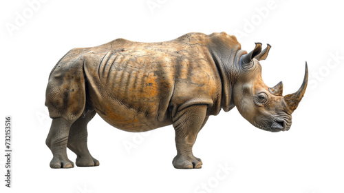 Rhinoceros Standing on White Background