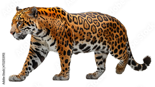 Majestic Leopard Walking on White Background