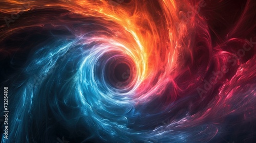 A mesmerizing abstract background with vibrant swirls of blue and red fire. Generative AI.