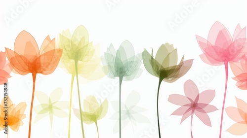 abstract floral background with colorful tulip flowers on white background.