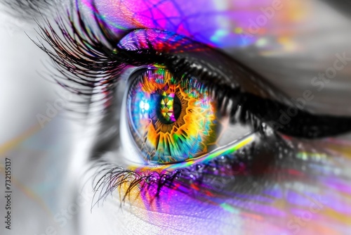 Human Cyborg AI Eye lens nucleus. Eye inventive optic nerve lens optic nerve meningioma color vision. Visionary iris projection sight pupillary constriction eyelashes