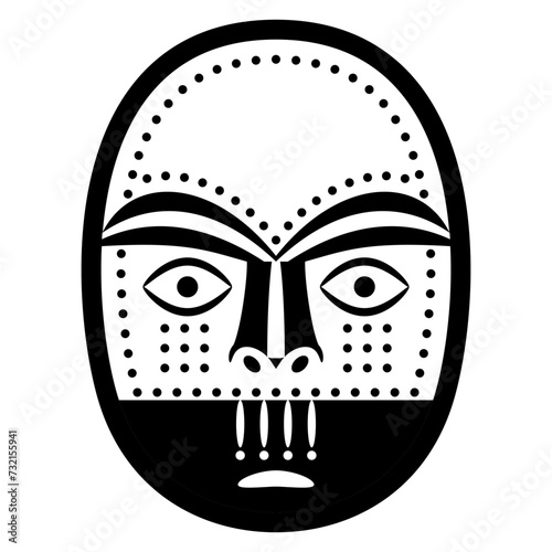 Native American mask of Eskimo or Inuit Indians. Ethnic Indigenous design. Black and white silhouette.