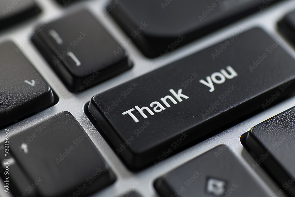 Thank You button on computer keyboard with word Thank You button on computer keyboard with word