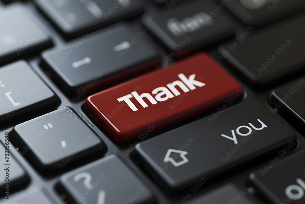 Thank You button on computer keyboard with word Thank You button on computer keyboard with word