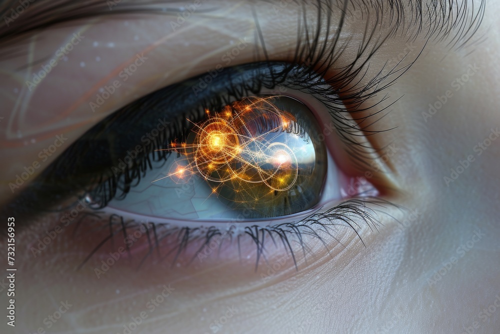 Human AI Eye eye infection. Eye cylinder optic nerve lens visual