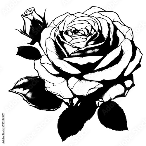 Floribunda Rose SVG Black And White Illustration Art Generative AI.