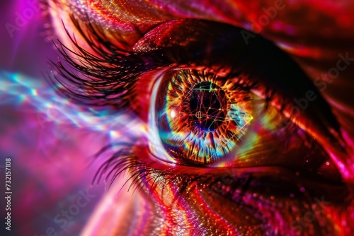 Human Cyborg AI Eye lacrimal gland. Eye asian eyelid surgery optic nerve lens double eyelid surgery color vision. Visionary iris diplopia sight outlook eyelashes photo