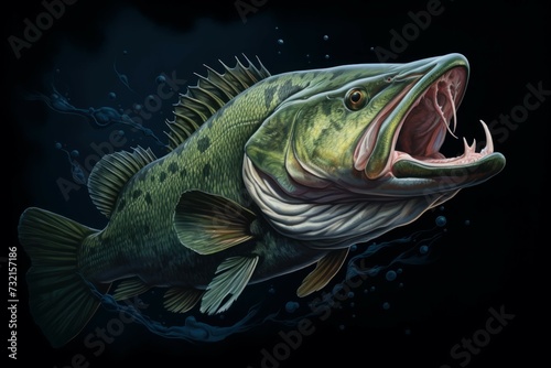 Mouthbass fish. Summer lake nature. Generate ai