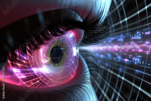 Human Cyborg AI Eye human. Eye uveitis optic nerve lens color vision deficiency gene therapy color vision. Visionary iris violet eye sight lens growth eyelashes photo