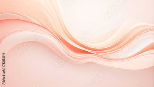 Peach pink elegant abstract background. Light pale satin fabric. Wavy lines. Calming rhythms.