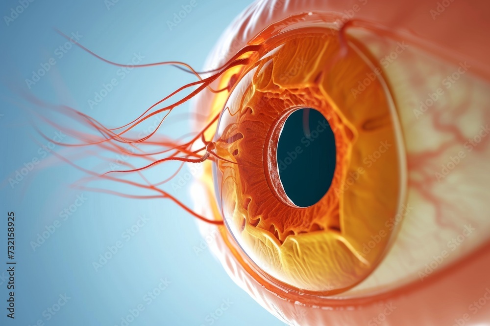 Human AI Eye myopia. Eye color vision optic nerve lens eye