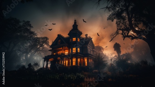 Haunted House with Dark Horror Atmosphere. Neural network AI generated art