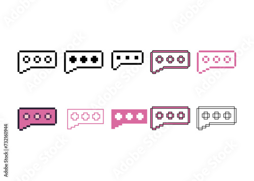 Pixel art outline sets icon of dialog chat variation color. Dialog chat icon on pixelated style. 8bits perfect for game asset or design asset element for your game design. Simple pixel art icon asset.