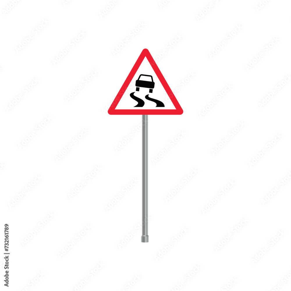 Slippery Road Warning Traffic Triangle Sign Slippery Road Warning Traffic Triangle Sign