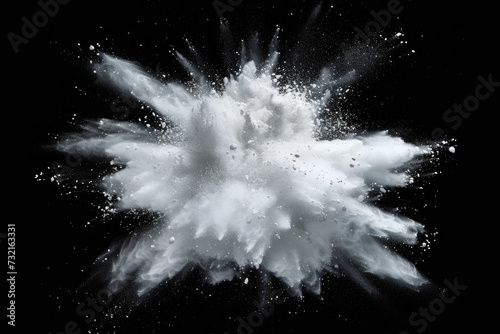 Dynamic White Powder Explosion on Black Background: High-Speed Photography