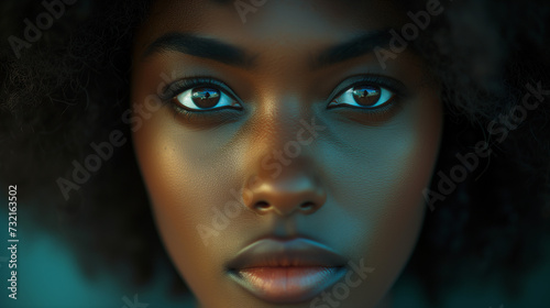 close up of a black woman face, International Women's Day concept background