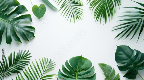 tropical leaves on a white background