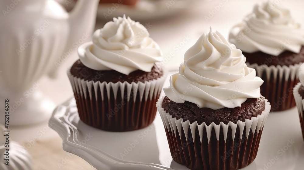 Adorned with swirls of creamy icing these dainty cupcakes are the perfect companion for a warm pot of chocolate fondue.