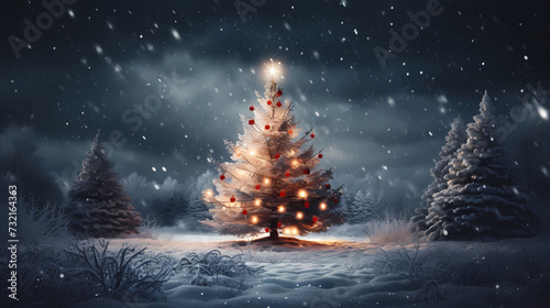 Abstract Christmas tree background wallpaper 3D illustration