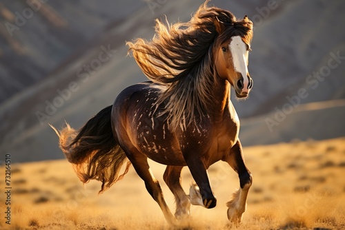 Sleek mustang horse. Beautiful equestrian horse freedom symbol. Generate ai