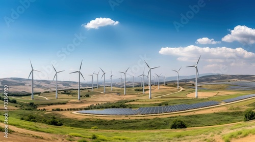 renewable energy farm, such as wind turbines or solar panels
