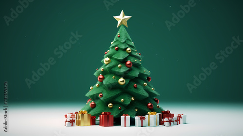 Abstract Christmas tree background wallpaper 3D illustration