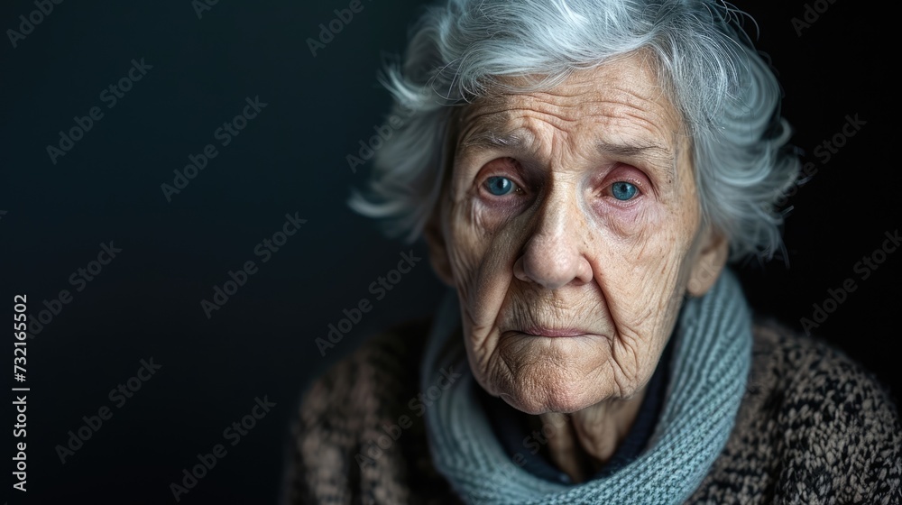 An elderly woman with a distant look struggling to remember her own name. An elderly woman with a distant look struggling to remember her own name.