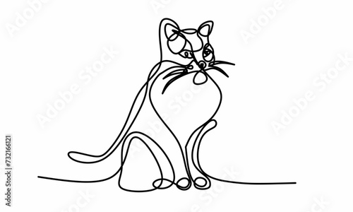 One line art a cat