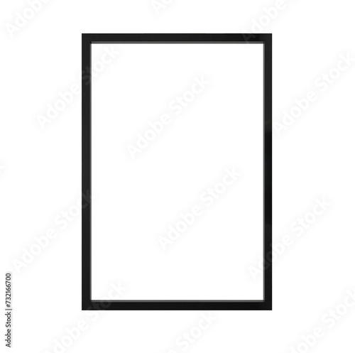 Modern black photo frame 30x45 isolated on transparent background Thin tall portrait vertical rectangle border for design, painting artwork mock up for poster and wall art png 3d rendering image