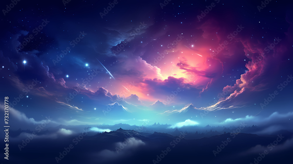 Countless stars twinkle in the night sky Countless stars twinkle in the night sky