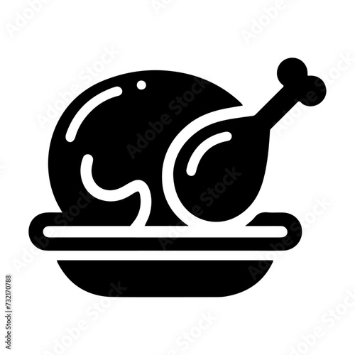 minimal chicken Roast masala icon, symbol, black color silhouette, white background