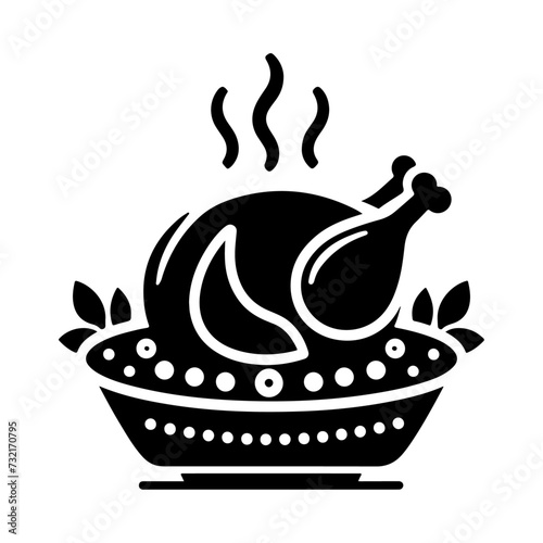 minimal chicken Roast masala icon, symbol, black color silhouette, white background