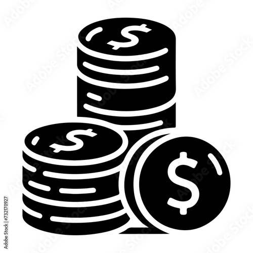 minimal Stack of coin money icon symbol, clipart, black color silhouette