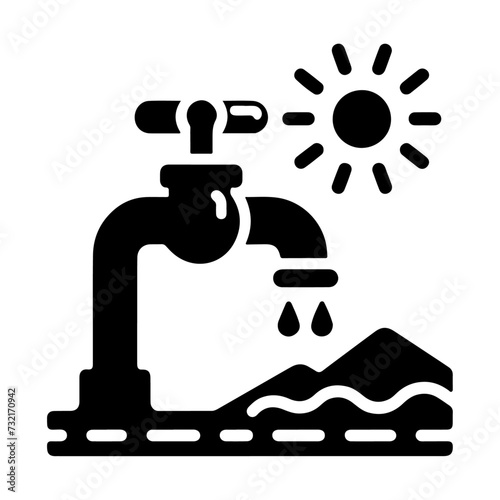 Water tap vector, symbol, clipart, sign, black color silhouette, white background 