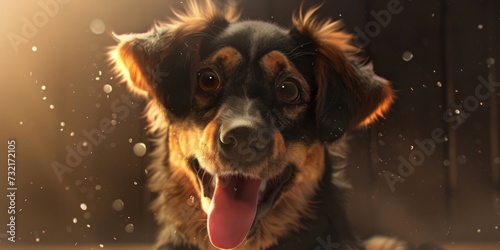 adorable dog with its tongue hanging out looking at the camera, generative AI © VALUEINVESTOR