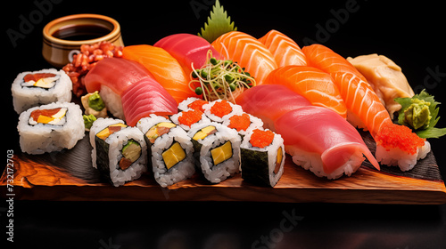 Artisan Sushi Plate Masterfully Prepared Garnished And Presented by an itamae or Master Sushi Chef
