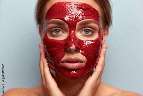 Skincare Model skin care editorial model. Well groomed woman uses face cream, beauty care, skin barrier lip balm, lotion & eye patch. Skin care vascular calcification jar pityriasis rosea pot photo