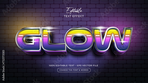 Glow editable text effect style Premium Vector