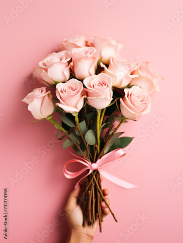 Wallpaper Mural Elegance in Pink: A Bouquet of Tender Roses Torontodigital.ca
