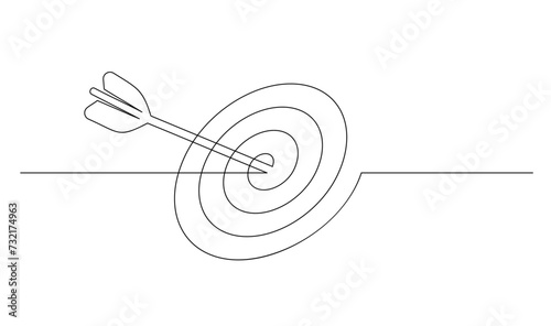 Continuous line drawing of arrow in center of target design template